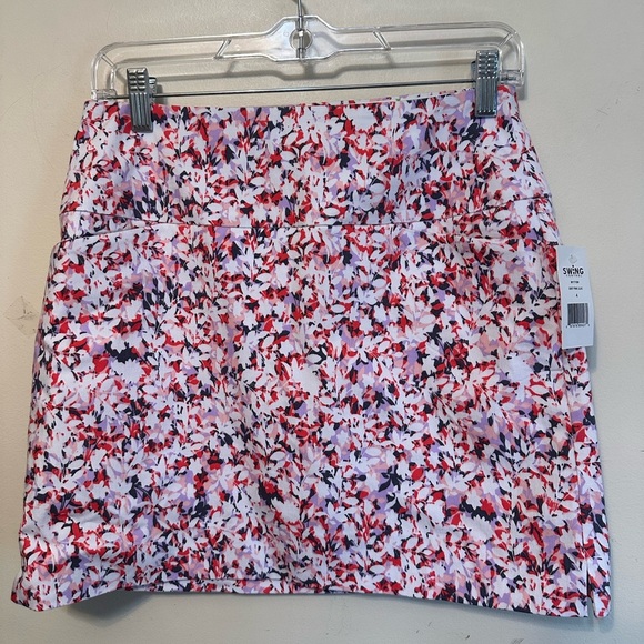 NWT Swing Control Coral Red Dark Gray Shrub Stretch Golf Skort Size 4 Athletic - Picture 1 of 8